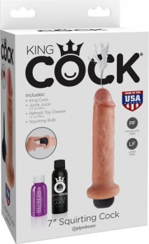 Фаллоимитатор King Cock 7" Squirting с эффектом семяизвержения – телесный