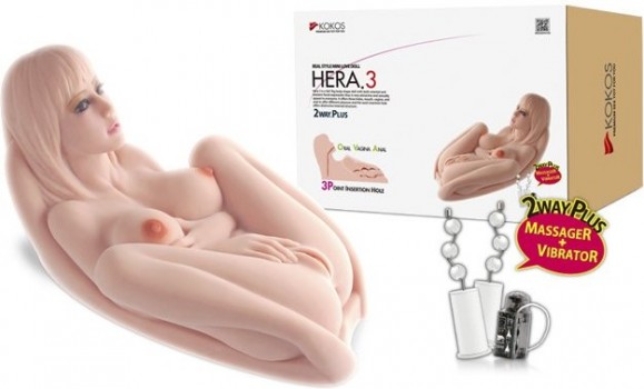 Привлекательная мини секс кукла Hera 3+ с вибрацией, ротацией и звуком – телесный