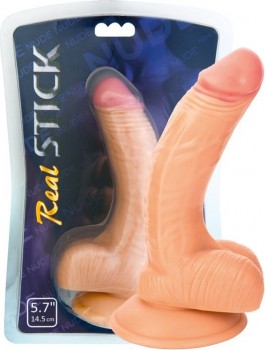 Реалистик с мошонкой TOYFA RealStick Nude 5,7” на присоске – телесный