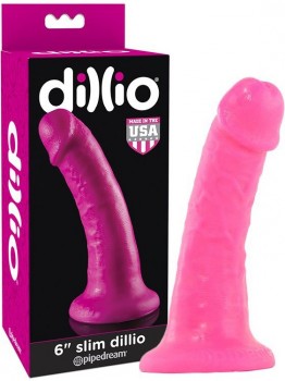 Яркий реалистик на присоске Dillio 6" Slim – розовый