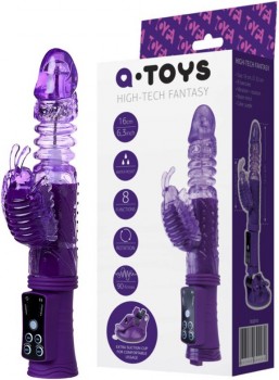 Вибратор с ротацией, поступательными движениями и клиторальным стимулятором бабочкой TOYFA A-Toys – фиолетовый