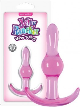 Анальная пробка Jelly Rancher T-Plug Wave волнистая – розовый
