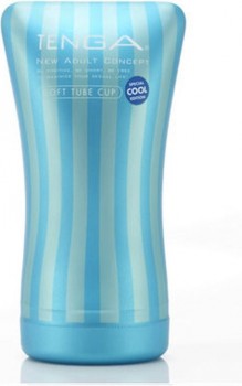 Мастурбатор Tenga Cup Soft Tube Cool с охлаждающим эффектом - голубой