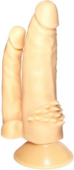 Анально-вагинальный фаллоимитатор с шипами на присоске - 15,5 см.