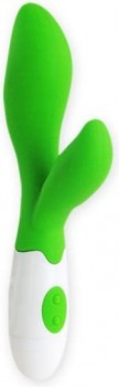Зеленый вибратор Owen с клиторальным отростком - 20 см.