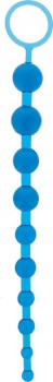 Синяя анальная цепочка с кольцом ORIENTAL JELLY BUTT BEADS - 26,6 см.