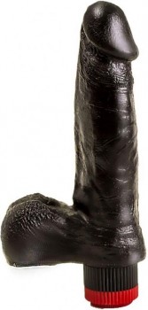 Чёрный виброфаллос со встроенным пультом - 16,5 см.