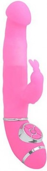 Розовый вибромассажёр типа rabbit из силикона PURRFECT SILICONE 7INCH - 18 см.