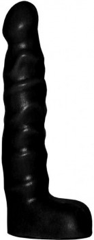 Чёрный анальный стимулятор с мошонкой - 14 см.