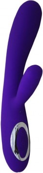 Фиолетовый вибратор Alpha с клиторальным отростком и нагревом - 19 см.