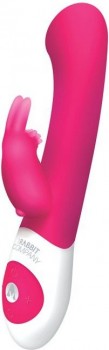 Розовый стимулятор G-точки с клиторальным отростком The G-spot Rabbit - 22 см.