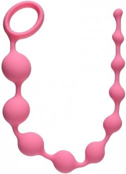 Розовая анальная цепочка Long Pleasure Chain - 35 см.