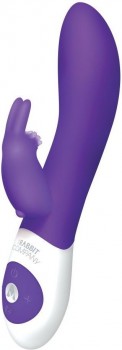 Фиолетовый вибромассажёр The Come Hither Rabbit с клиторальным отростком - 22 см.