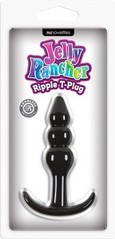 Чёрная анальная пробка Jelly Rancher T-Plug Ripple - 10,9 см.
