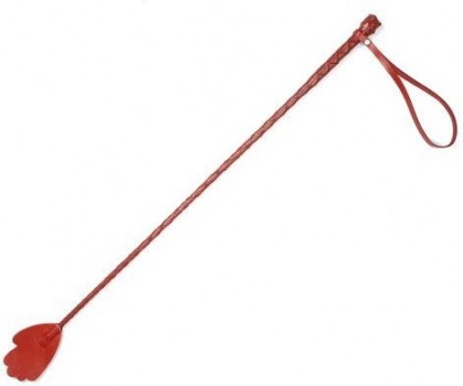 Красный кожаный стек с наконечником-ладошкой - 70 см.