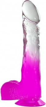 Фиолетовый фаллоимитатор с прозрачным стволом и присоской - 20 см.