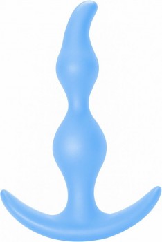 Голубая анальная пробка Bent Anal Plug Black - 13 см.