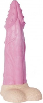 Розовый фаллоимитатор  Лев  с шипами на головке - 22 см.