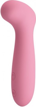 Нежно-розовый вибратор с загнутой продолговатой головкой Grace - 12,6 см.