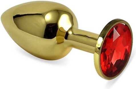 Золотистая средняя пробка с красным кристаллом - 8,5 см.