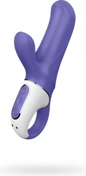 Фиолетовый вибратор Magic Bunny с клиторальным отростком - 17,6 см.