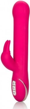 Ярко-розовый вибратор Jack Rabbit Signature Silicone Beaded Rabbit - 23 см.