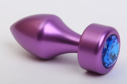 Анальная пробка металл фиолетовая с синим стразом 7,8х2,9см 47445-3MM