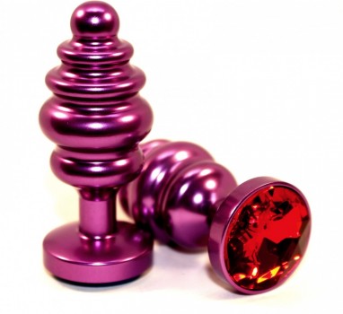 Пробка металл 7,3х2,9см фигурная фиолетовая красный страз 47429-2MM