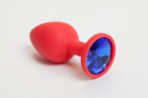 Пробка силиконовая красная с синим кристаллом 7,1 х 2,8 см 47067-MM
