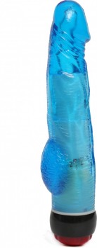 Вибратор реалистик с мошонкой и подсветкой голубой 21 х 3 см 47483-MM