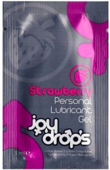 Пробник смазки на водной основе с ароматом клубники JoyDrops Strawberry - 5 мл.