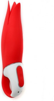 Красный вибратор Satisfyer Power Flower с лепестками - 18,8 см.