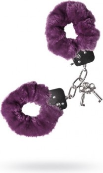 Металлические наручники с мехом TOYFA - фиолетовый