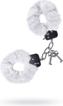 Металлические наручники с мехом TOYFA - белый
