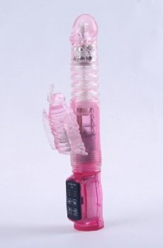Розовый виброкомпьютер с ротацией и функцией Up Down - 23,5 см.