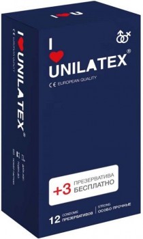 Ультрапрочные презервативы Unilatex Extra Strong - 12 шт. + 3 шт. в подарок