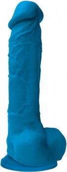 Голубой фаллоимитатор на присоске Pleasures 8 Dildo - 24,7 см.