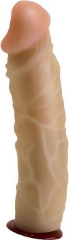 Телесная насадка-фаллос с пышными венами - 19,5 см.