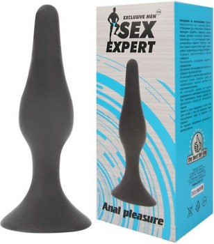 Чёрная анальная пробка Sex Expert - 13 см.
