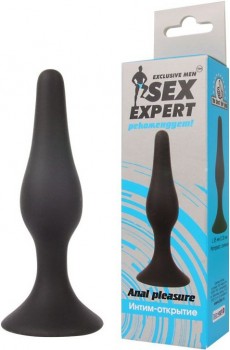Чёрная анальная пробка Sex Expert - 9,5 см.