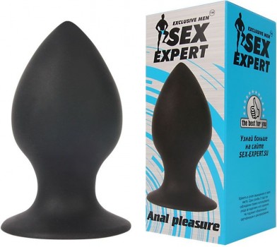 Чёрная анальная втулка Sex Expert - 8 см.