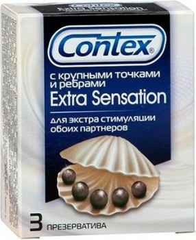 Презервативы с крупными точками и рёбрами Contex Extra Sensation - 3 шт.