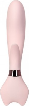 Нежно-розовый вибратор с клиторальным стимулятором Sinjoys CAT Vivi - 21,7 см.
