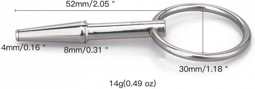 Уретральный металлический стимулятор с ограничителем-кольцом
