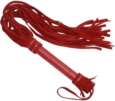 Красная плеть с кожаной ручкой - 65 см.