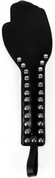 Черная шлепалка-рука с металлическими заклепками - 29 см.