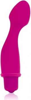 Розовый силиконовый изогнутый вибромассажер - 11,5 см.