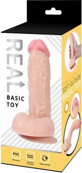 Реалистичный фаллоимитатор Real Basic Toy с присоской 17,5см - телесный