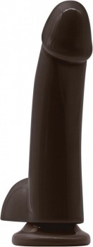 Коричневый гладкий фаллоимитатор на присоске с мошонкой Smooth 5 Inch Dildo - 17 см.