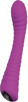 Фиолетовый перезаряжаемый вибратор с ребрышками QUEEN OF HEARTS - 21 см.
